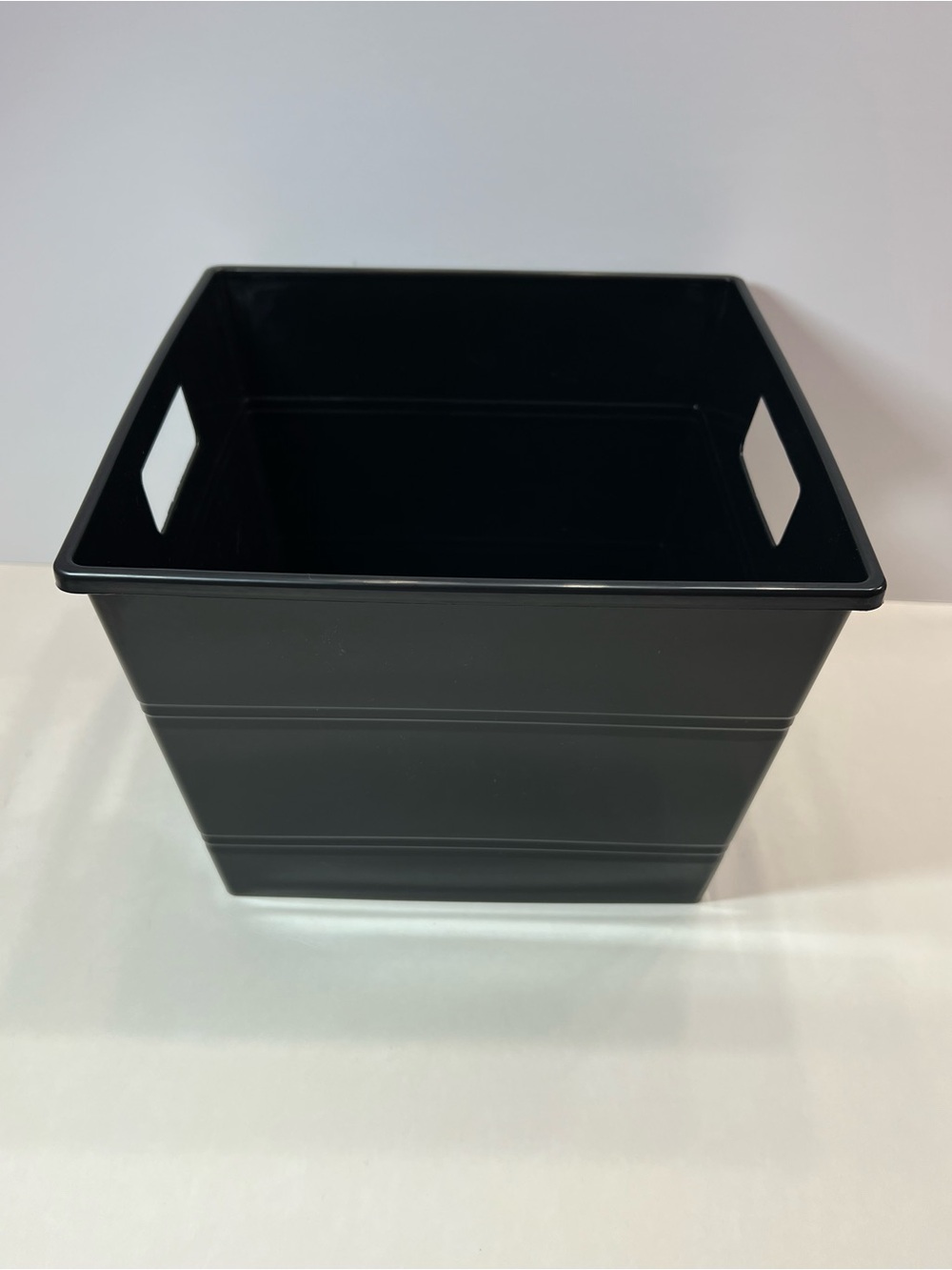 Black Plastic Storage Bin with Handles